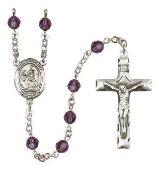 Sterling Silver 6mm Austrian Crystal Saint Catherine of Siena Rosary in Amethyst