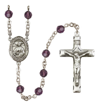 Sterling Silver 6mm Austrian Crystal Saint Catherine Laboure Rosary in Amethyst