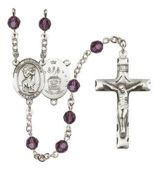 Sterling Silver 6mm Saint Christopher / Air Force Rosary