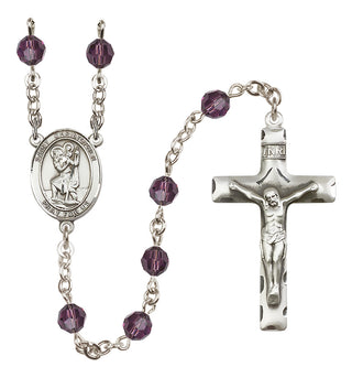 Sterling Silver 6mm Saint Christopher  Engraved Catholic Rosaries