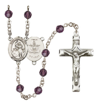 Sterling Silver 6mm Saint Joan of Arc / Army Rosary