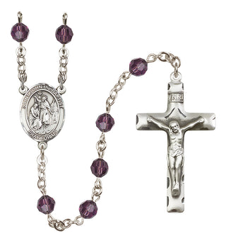 Sterling Silver 6mm Austrian Crystal Saint John the Baptist Rosary in Amethyst