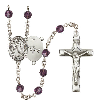 Sterling Silver 6mm Austrian Crystal Saint Joseph of Cupertino Rosary in Amethyst