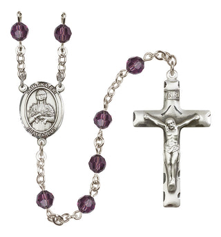 Sterling Silver 6mm Austrian Crystal Saint Kateri Tekakwitha Rosary in Amethyst