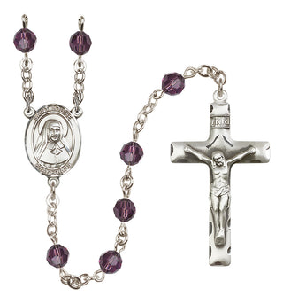 Sterling Silver 6mm Austrian Crystal Saint Louise de Marillac Rosary in Amethyst
