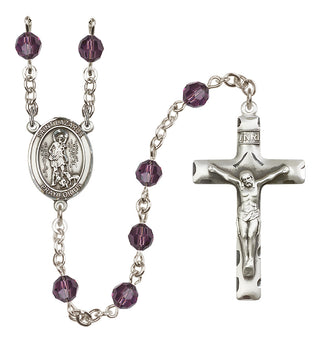 Sterling Silver 6mm Austrian Crystal Saint Lazarus Rosary in Amethyst