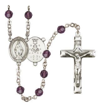 Sterling Silver 6mm Miraculous  Engraved Catholic Rosaries