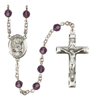 Sterling Silver 6mm Austrian Crystal Saint Raymond Nonnatus Rosary in Amethyst