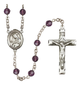 Sterling Silver 6mm Austrian Crystal Saint Rose of Lima Rosary in Amethyst