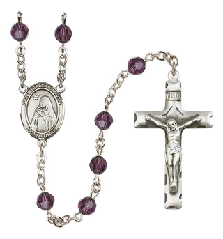 Sterling Silver 6mm Austrian Crystal Saint Teresa of Avila Rosary in Amethyst