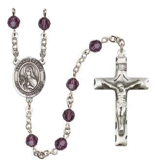 Sterling Silver 6mm Austrian Crystal Santa Teresita Rosary in Amethyst