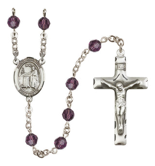 Sterling Silver 6mm Austrian Crystal Saint Valentine of Rome Rosary in Amethyst