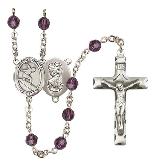Sterling Silver 6mm Saint Christopher/Surfing Rosary