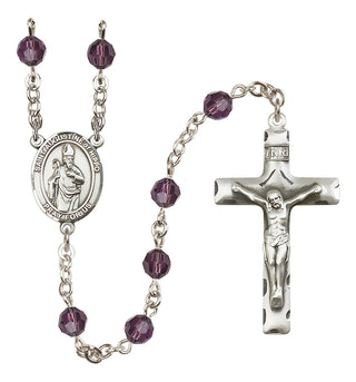 Sterling Silver 6mm Austrian Crystal Saint Augustine of Hippo Rosary in Amethyst