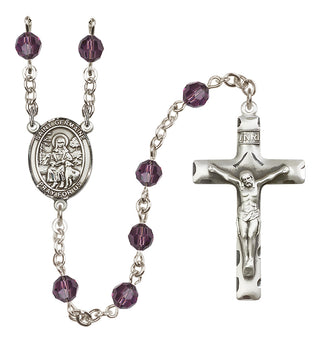 Sterling Silver 6mm Austrian Crystal Saint Germaine Cousin Rosary in Amethyst