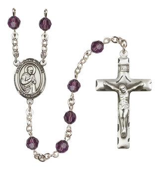 Sterling Silver 6mm Austrian Crystal Saint Isaac Jogues Rosary in Amethyst