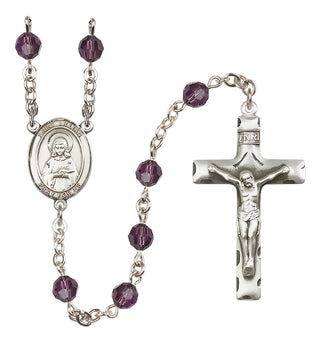 Sterling Silver 6mm Austrian Crystal Saint Lillian Rosary in Amethyst