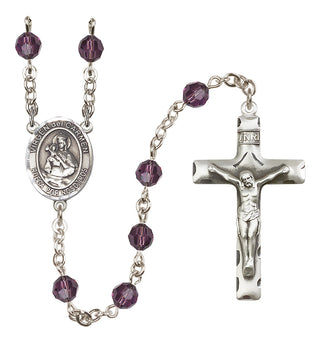 Sterling Silver 6mm Austrian Crystal Virgen del Carmen Rosary in Amethyst