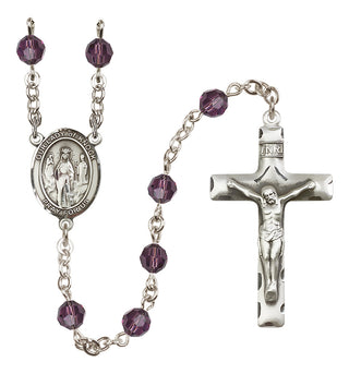Sterling Silver 6mm Austrian Crystal Our Lady of Knock Rosary in Amethyst