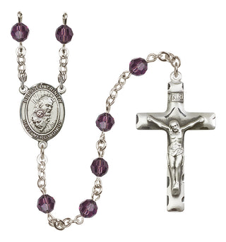 Sterling Silver 6mm Austrian Crystal Blessed Trinity Rosary in Amethyst