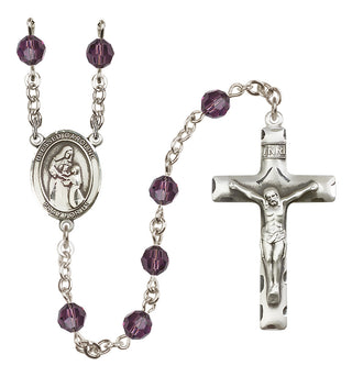 Sterling Silver 6mm Austrian Crystal Blessed Caroline Gerhardinger Rosary in Amethyst