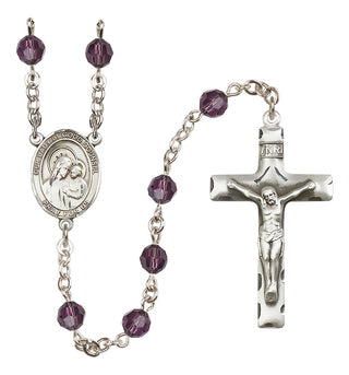 Sterling Silver 6mm Austrian Crystal Our Lady of Good Counsel Rosary in Amethyst