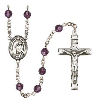Sterling Silver 6mm Austrian Crystal Saint Teresa of Calcutta Rosary in Amethyst