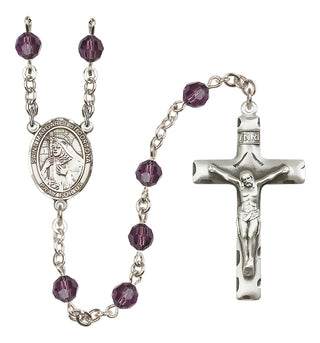 Sterling Silver 6mm Austrian Crystal Saint Margaret of Cortona Rosary in Amethyst