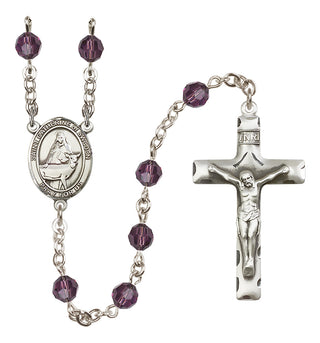 Sterling Silver 6mm Austrian Crystal Saint Catherine of Sweden Rosary in Amethyst