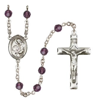 Sterling Silver 6mm Austrian Crystal Saint Paula Rosary in Amethyst
