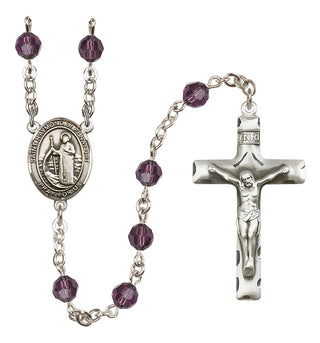 Sterling Silver 6mm Austrian Crystal Saint Raymond of Penafort Rosary in Amethyst