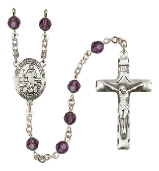 Sterling Silver 6mm Austrian Crystal Saint Bernadine of Sienna Rosary in Amethyst