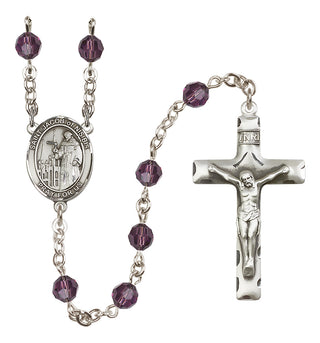 Sterling Silver 6mm Austrian Crystal Saint Jacob of Nisibis Rosary in Amethyst