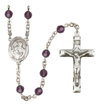 Sterling Silver 6mm Austrian Crystal Saints Peter & Paul Rosary in Amethyst