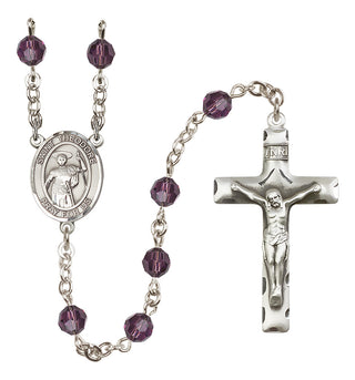 Sterling Silver 6mm Austrian Crystal Saint Theodore Stratelates Rosary in Amethyst