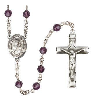 Sterling Silver 6mm Austrian Crystal Our Lady of Czestochowa Rosary in Amethyst