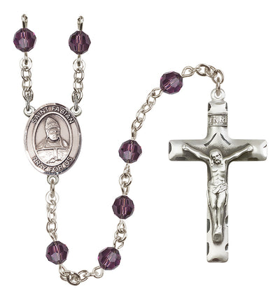 Sterling Silver 6mm St. Fabian Rosary | Engravable