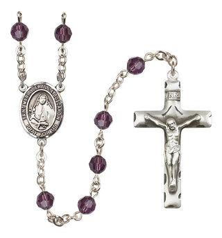 Sterling Silver 6mm Austrian Crystal Saint Maria Bertilla Boscardin Rosary in Amethyst