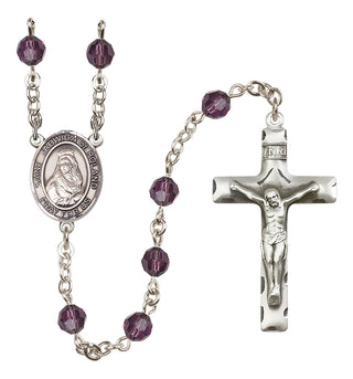 Sterling Silver 6mm Austrian Crystal Saint Jadwiga of Poland Rosary in Amethyst