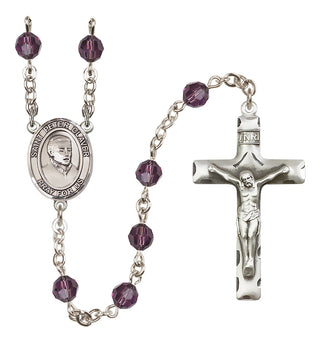 Sterling Silver 6mm Austrian Crystal Saint Peter Claver Rosary in Amethyst