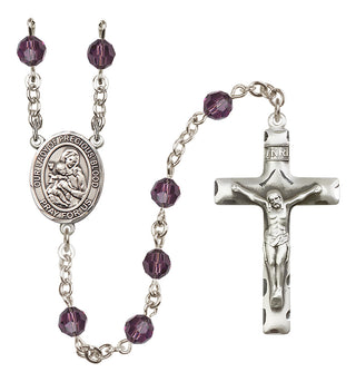 Sterling Silver 6mm Austrian Crystal Our Lady of the Precious Blood Rosary in Amethyst