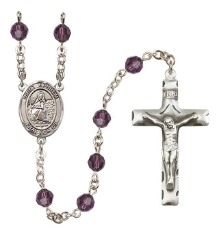 Sterling Silver 6mm Austrian Crystal Saint Ephrem Rosary in Amethyst