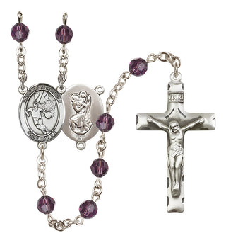 Sterling Silver 6mm Saint Christopher/Basketball Rosary