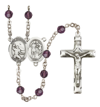 Sterling Silver 6mm Saint Sebastian / Football Rosary