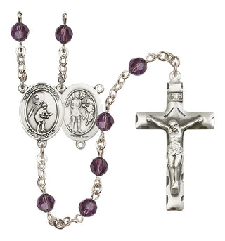 Sterling Silver 6mm Austrian Crystal Saint Sebastian / Tennis Rosary in Amethyst