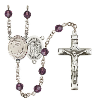 Sterling Silver 6mm Austrian Crystal Saint Sebastian/Gymnastics Rosary in Amethyst