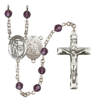 Sterling Silver 6mm Austrian Crystal Guardian Angel/Golf Rosary in Amethyst