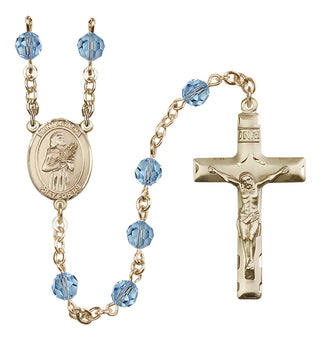 14 Karat Gold-Filled 6mm Austrian Crystal Saint Agatha Rosary in Aqua