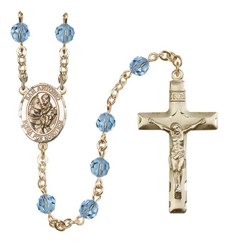 14 Karat Gold-Filled 6mm Austrian Crystal San Antonio Rosary in Aqua