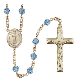 14 Karat Gold-Filled 6mm Austrian Crystal San Francis Rosary in Aqua